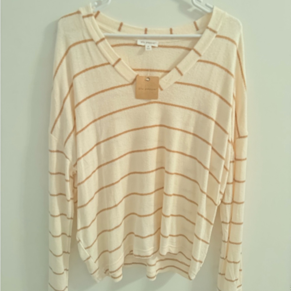 Blu Pepper Cream and Tan Knit Light Sweater